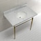 Fauceture KVPB3622M87 36" Console Sink with Brass Legs (8-Inch, 3 Hole), Marble White/Brushed Brass KVPB3622M87 - alternate 2